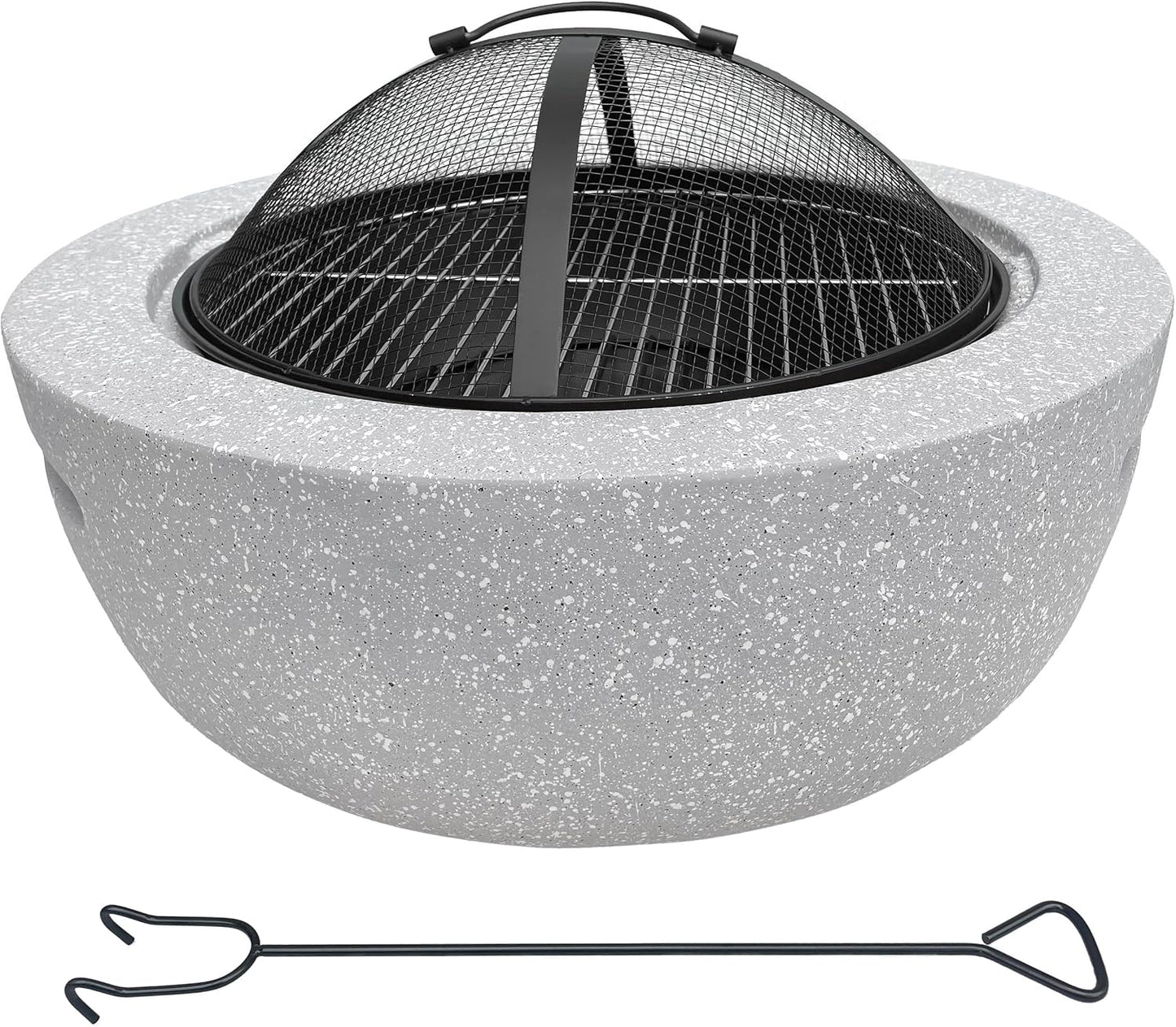 2-in-1 Feuerschale inkl. Grillrost, Schürhaken & Funkenschutz