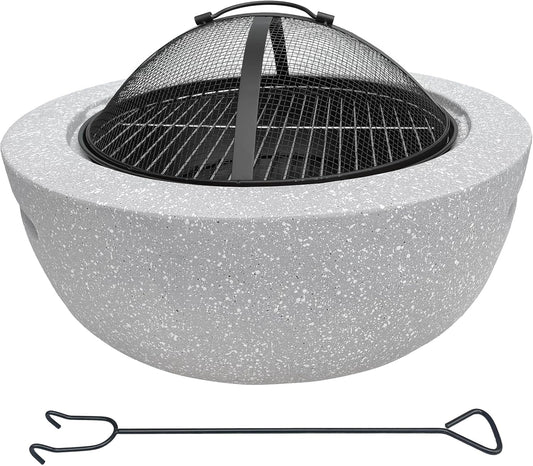 2-in-1 Feuerschale inkl. Grillrost, Schürhaken & Funkenschutz
