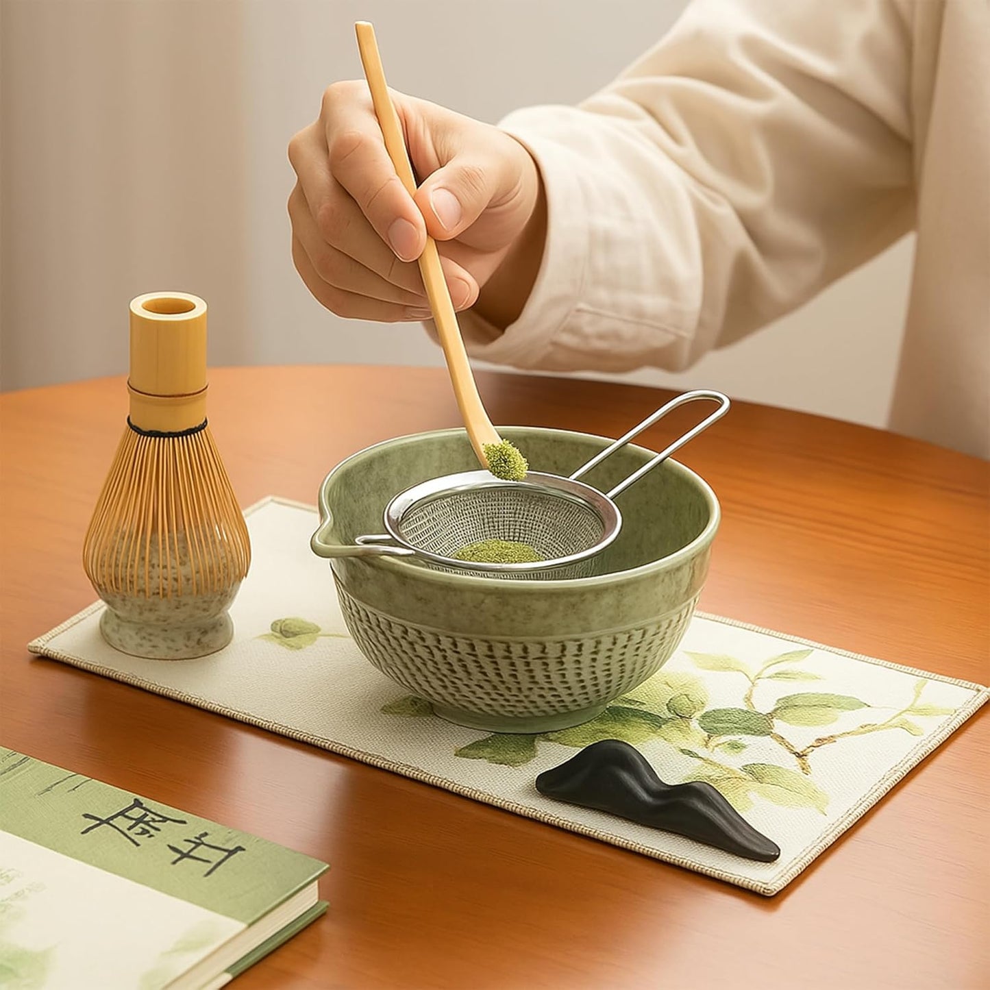 Premium Matcha Tee-Set (7-teilig) mit Zubehör, Grün
