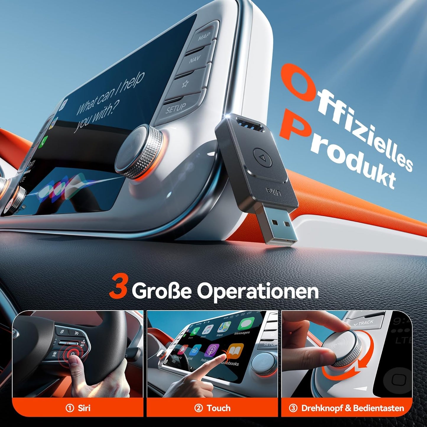 Apple Carplay-Adapter, Mattschwarz