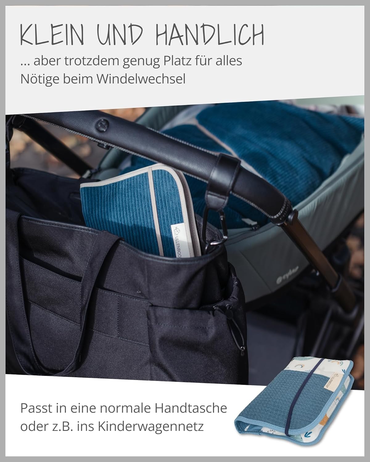 Windeltasche für unterwegs, Blau Wale 18 x 27 cm