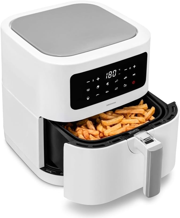 E40 XL Heissluftfritteuse mit Backfunktion (5,2 Liter), Weiss
