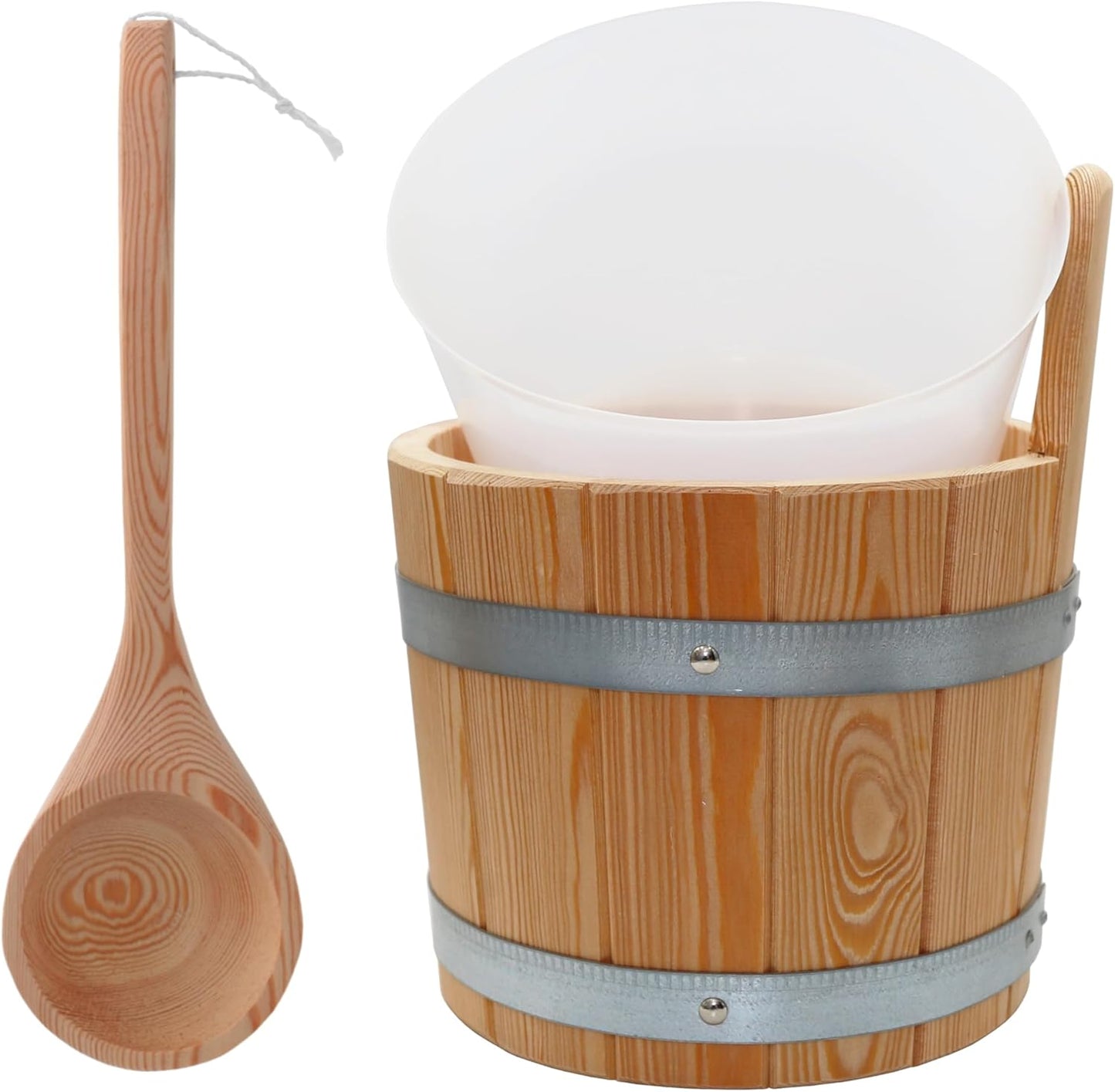 Saunakübel mit Kelle, 5L Lärche + Kelle