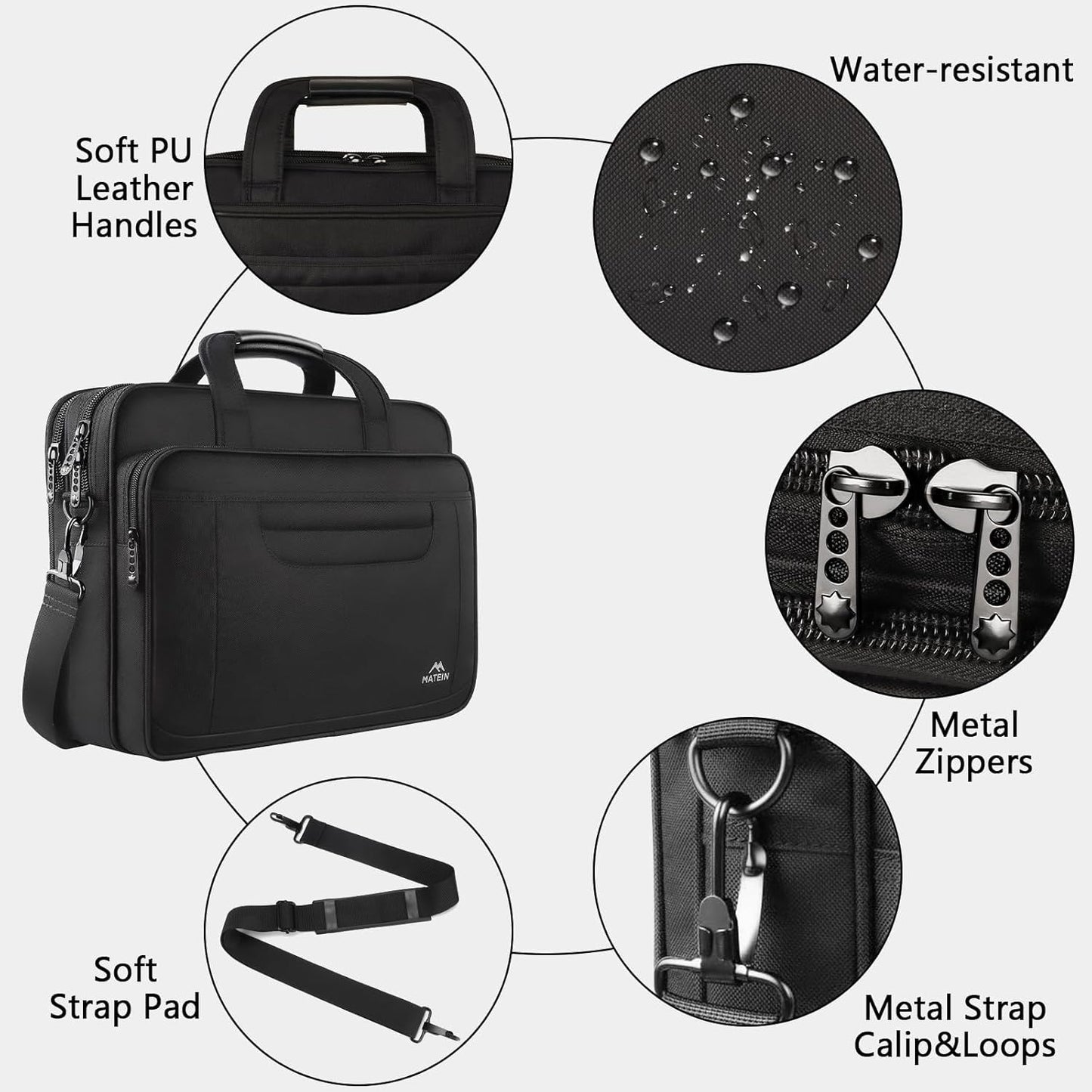 Laptoptasche 15,6 Zoll Aktentasche für Notebook, 15.6 Zoll Schwarz