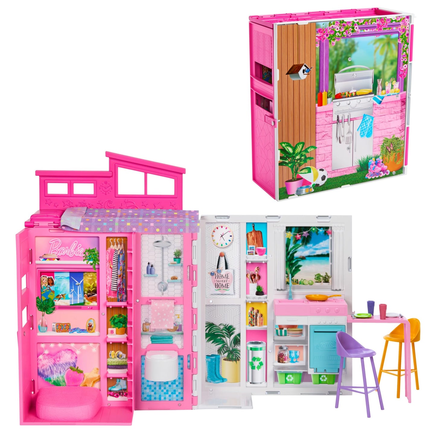 Puppenhaus Spielset Ferienhaus mit 4 Spielbereichen