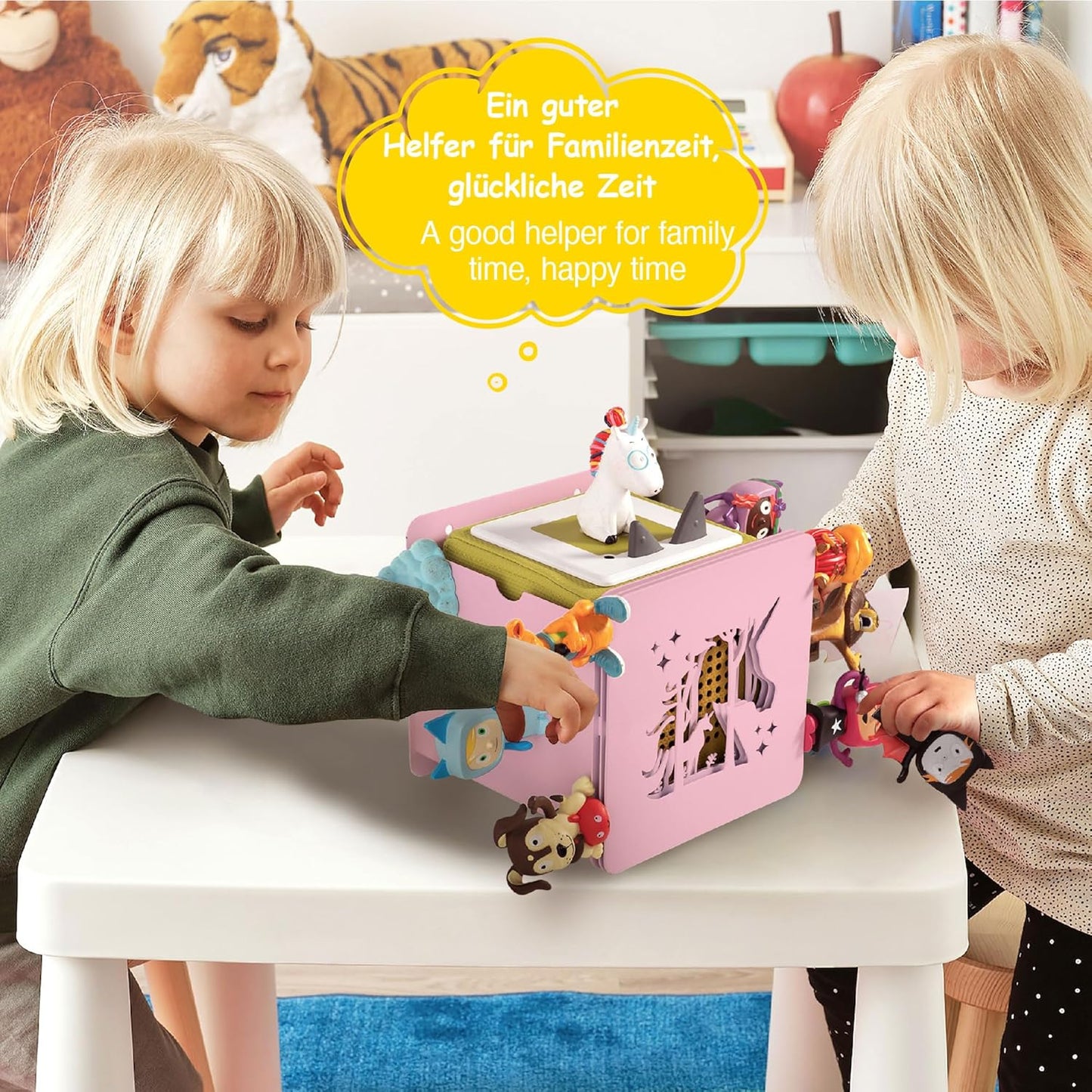 Magnetisches Toniebox-Regal für Figuren (25-40), Rosa Einhorn