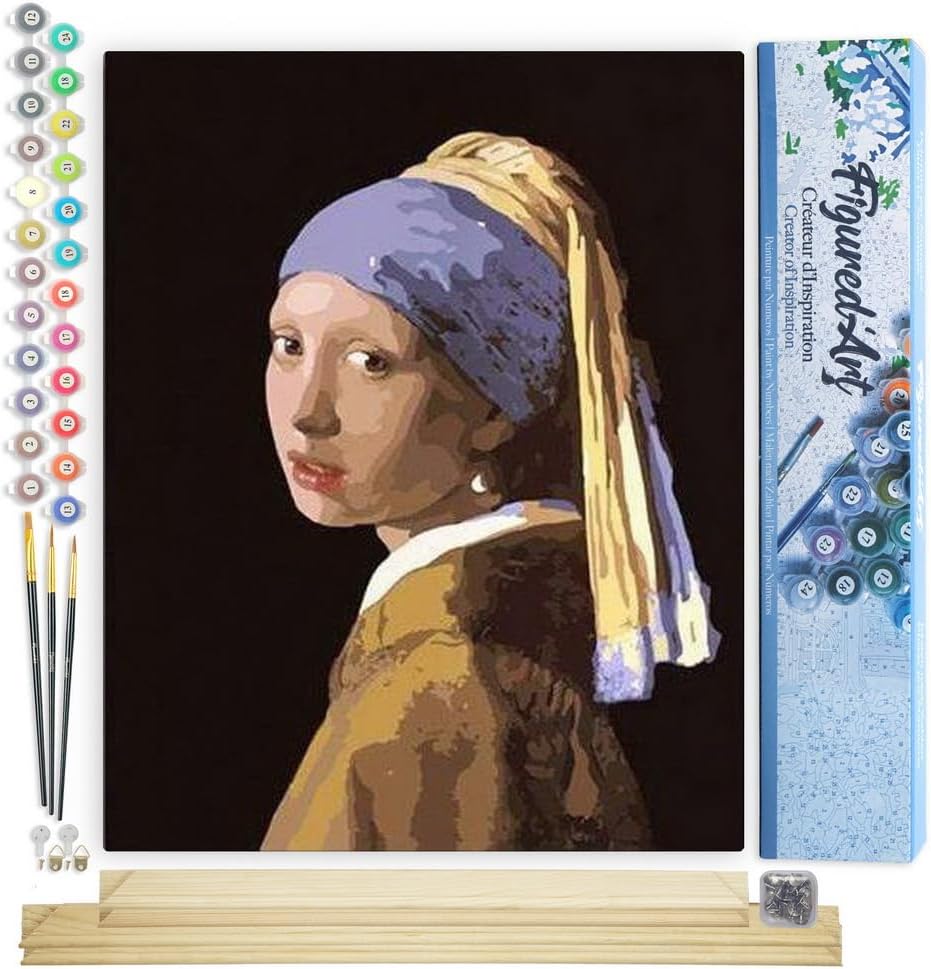 Malen nach Zahlen Set, Vermeer - Mädchen mit dem Perlenohrring 40x50cm Mit Keilrahmen (nicht gespannt)