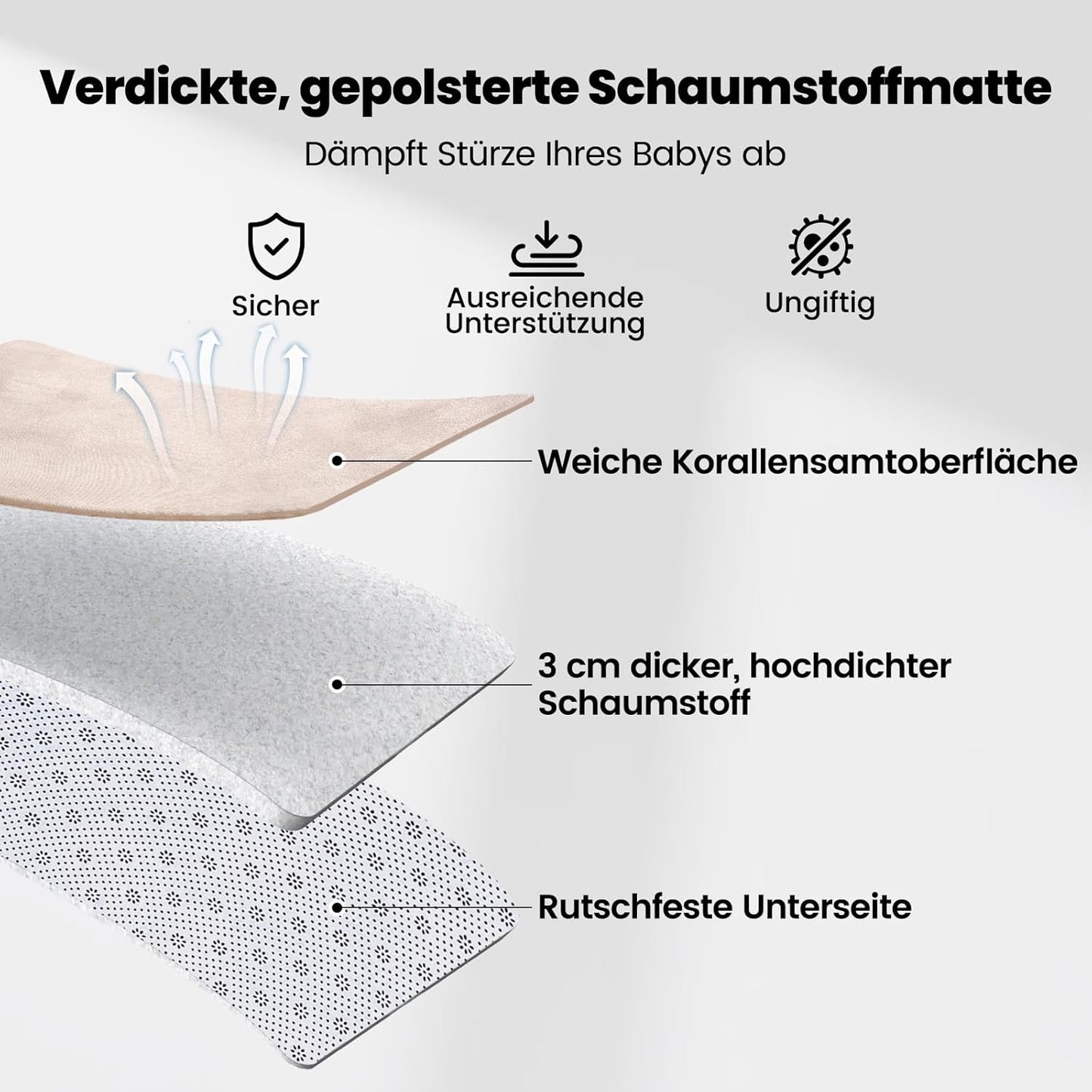 Krabbelmatte, Beige 150cmx200cm