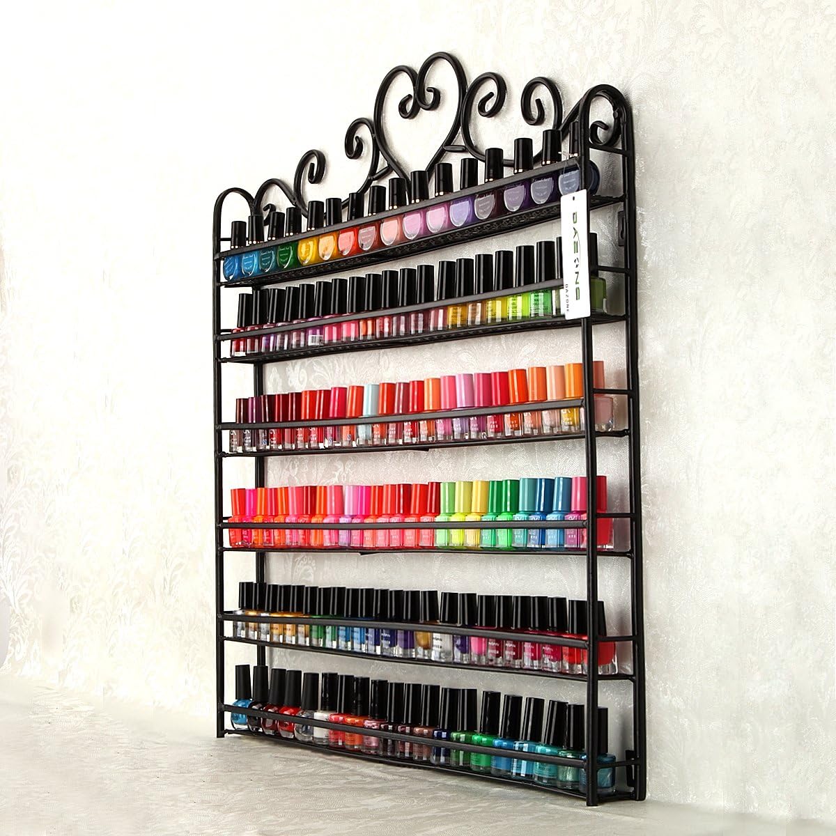 6-stufiges Metall-Nagellackregal für die Wand, Schwarz, Rot