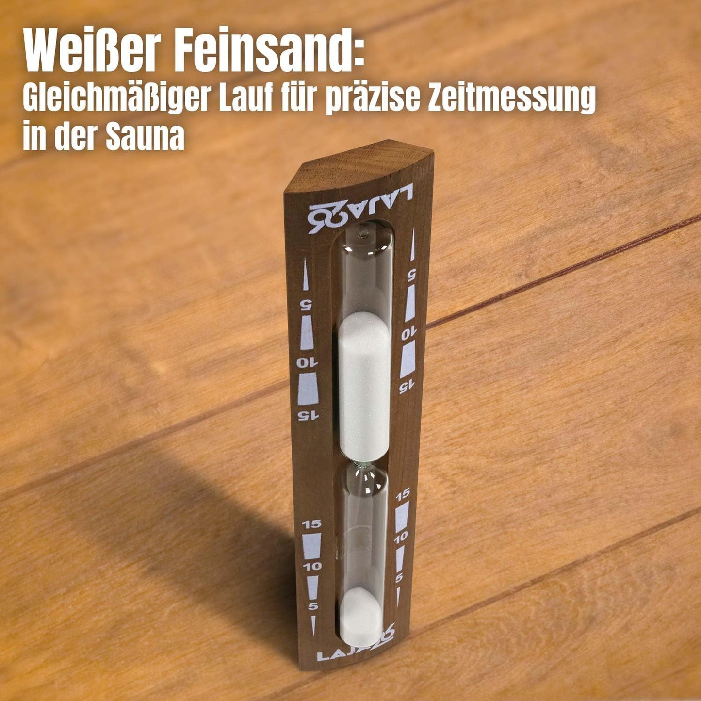 Sauna Sanduhr mit Holz-Drehgestell, Dunkel / Weiss