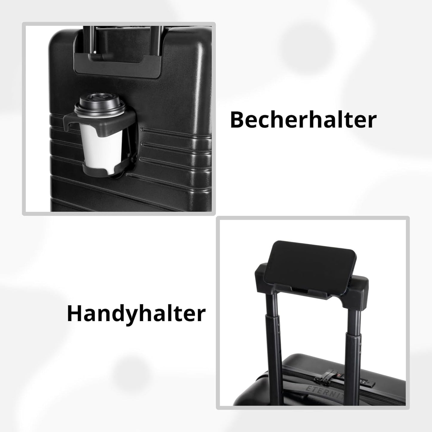 E1 Hartschalenkoffer (40L), Handgepäck (S) Schwarz