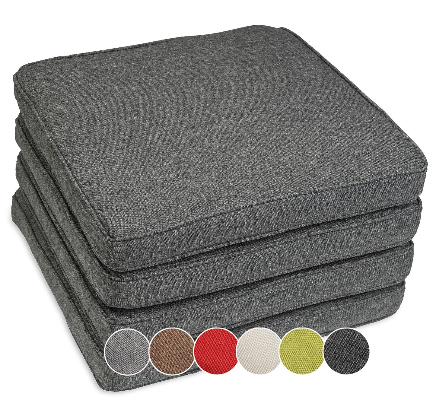 4er-Set Stuhlkissen wasserdicht & UV-beständig, Anthrazit 45 x 45 x 5 cm - 4er Set