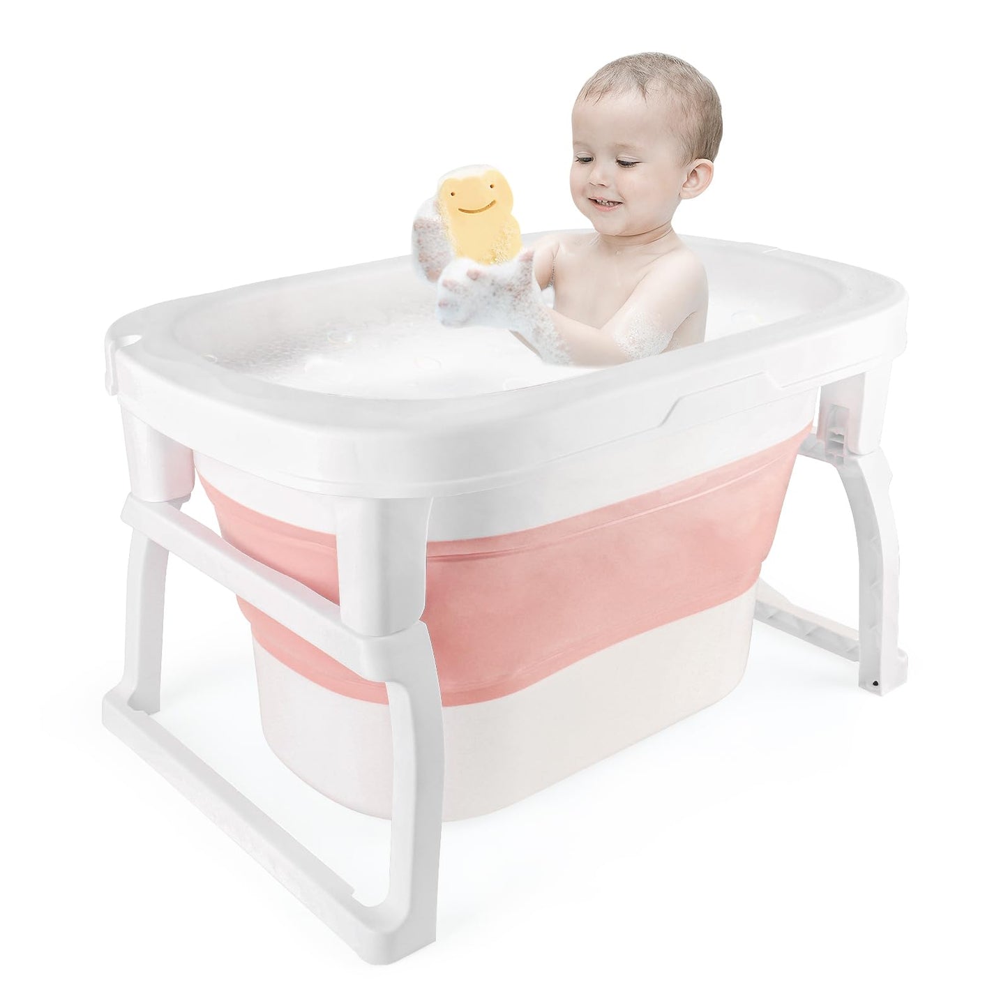 Zusammenklappbare Babybadewanne mit Badesitz, 72 * 51 * 42cm Rosa