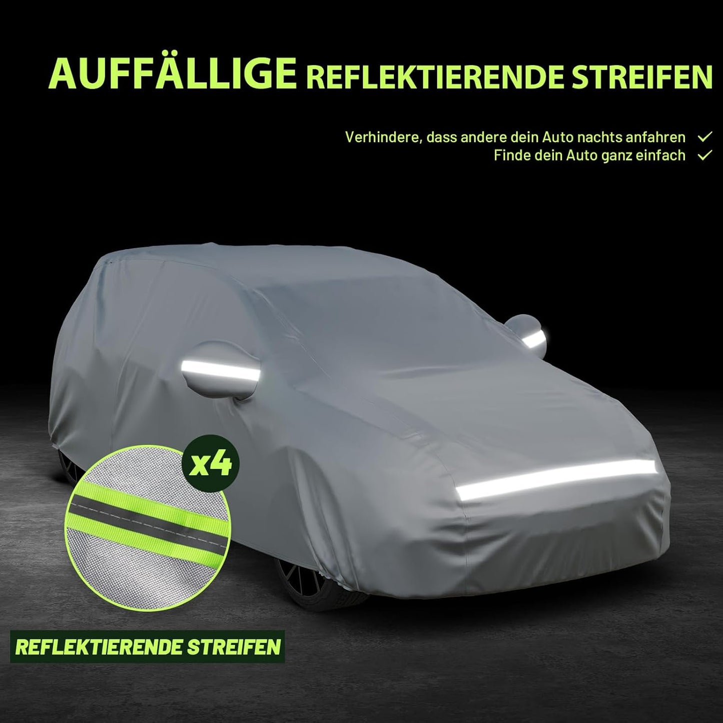 Autoabdeckung Vollgarage für Schrägheck (370-400 cm), Silber 370cm-400cm Schrägheck