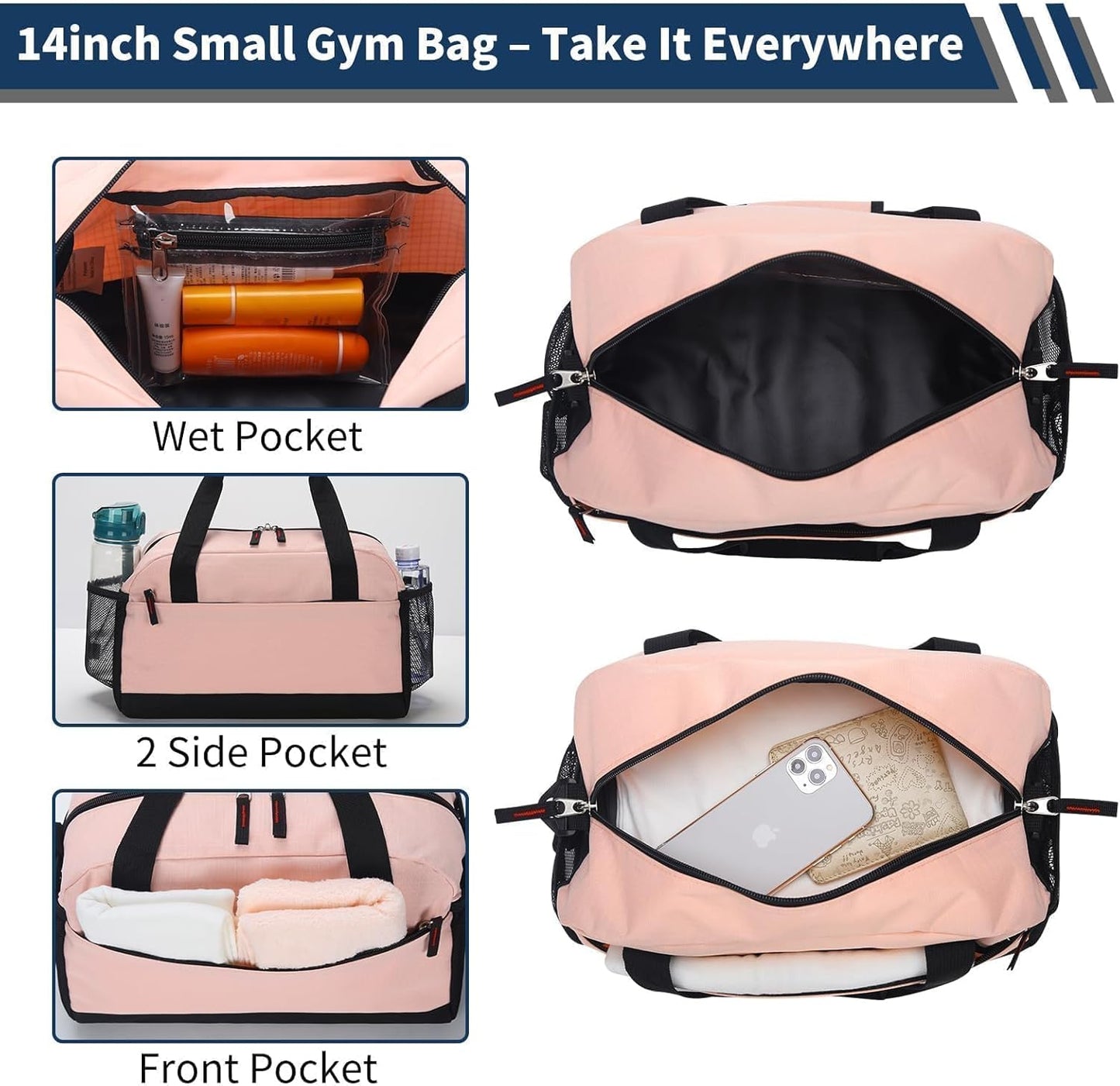 Sporttasche mit Nassfach, Pink 35 cm