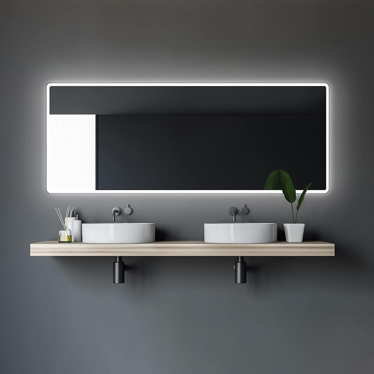 LED Badspiegel mit Beleuchtung (180x70 cm), 70L x 180B cm