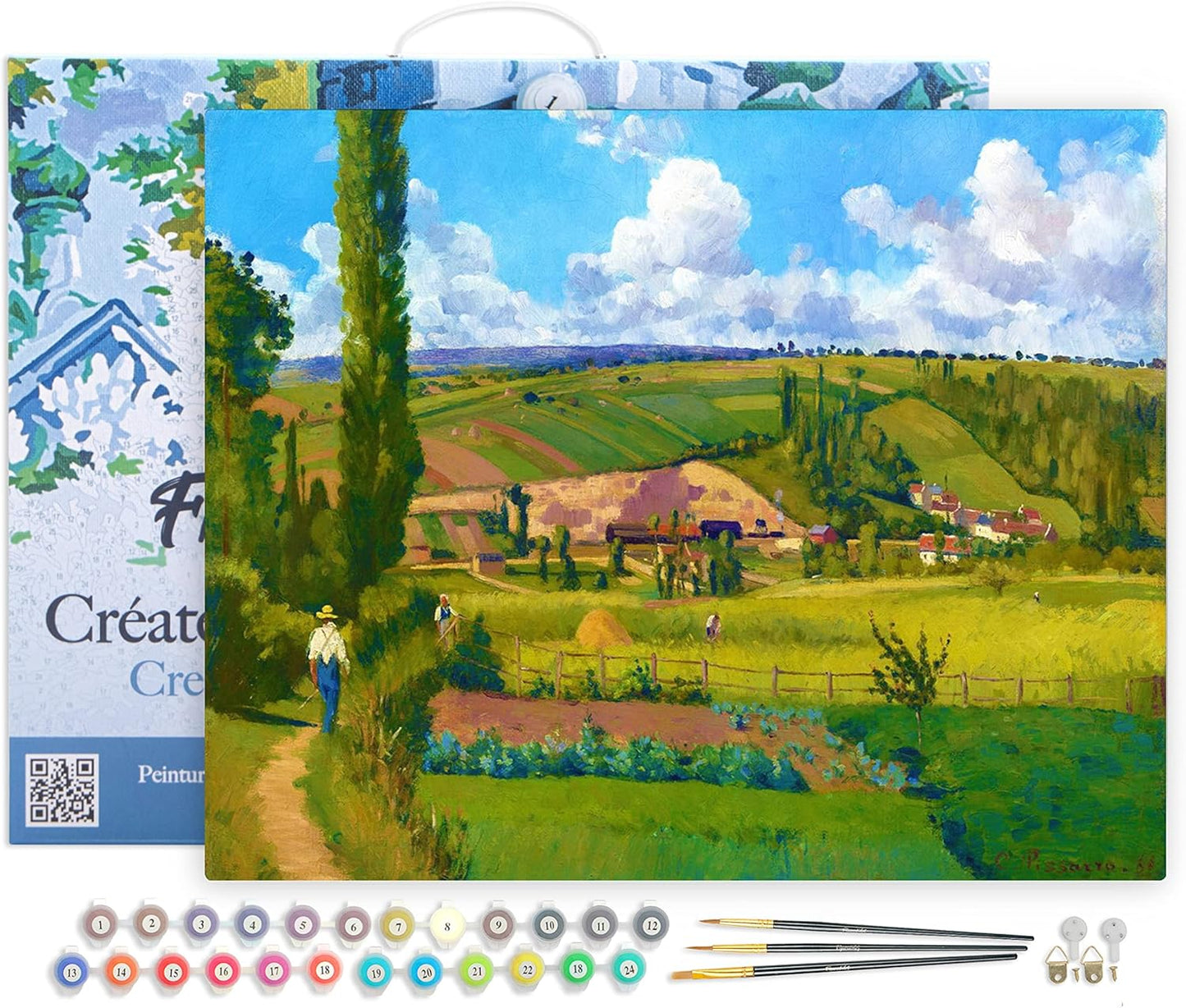 Malen nach Zahlen Set "Paysage aux Pâtis" mit Rahmen (40x50cm), Paysage aux Pâtis in Pontoise 40x50cm Mit Rahmen (bereits gespannt)