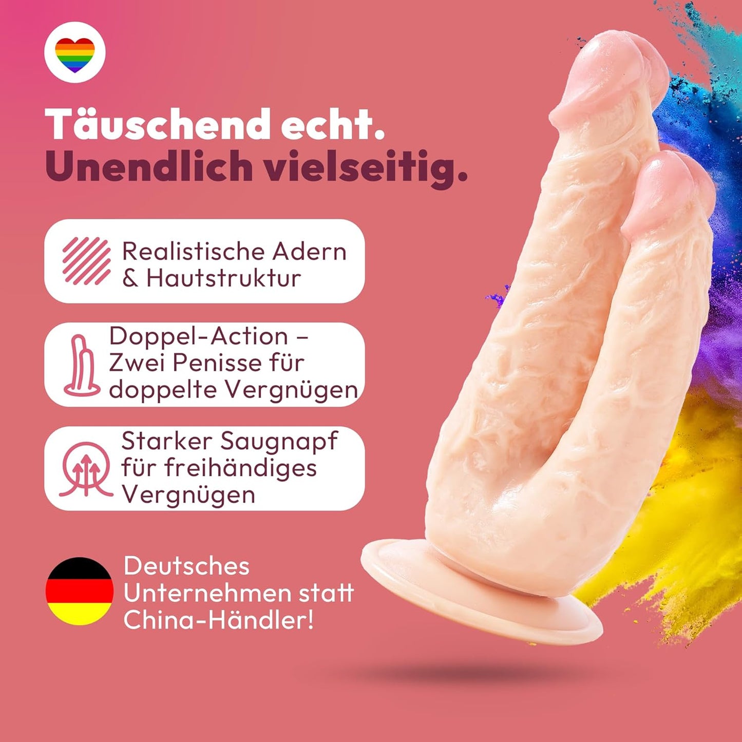Doppeldildo mit Saugnapf