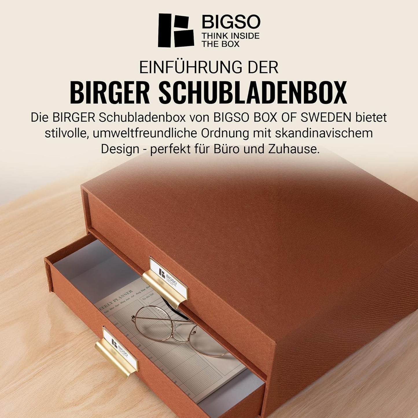 Birger Schubladenbox mit 2 Schubladen, Sienna