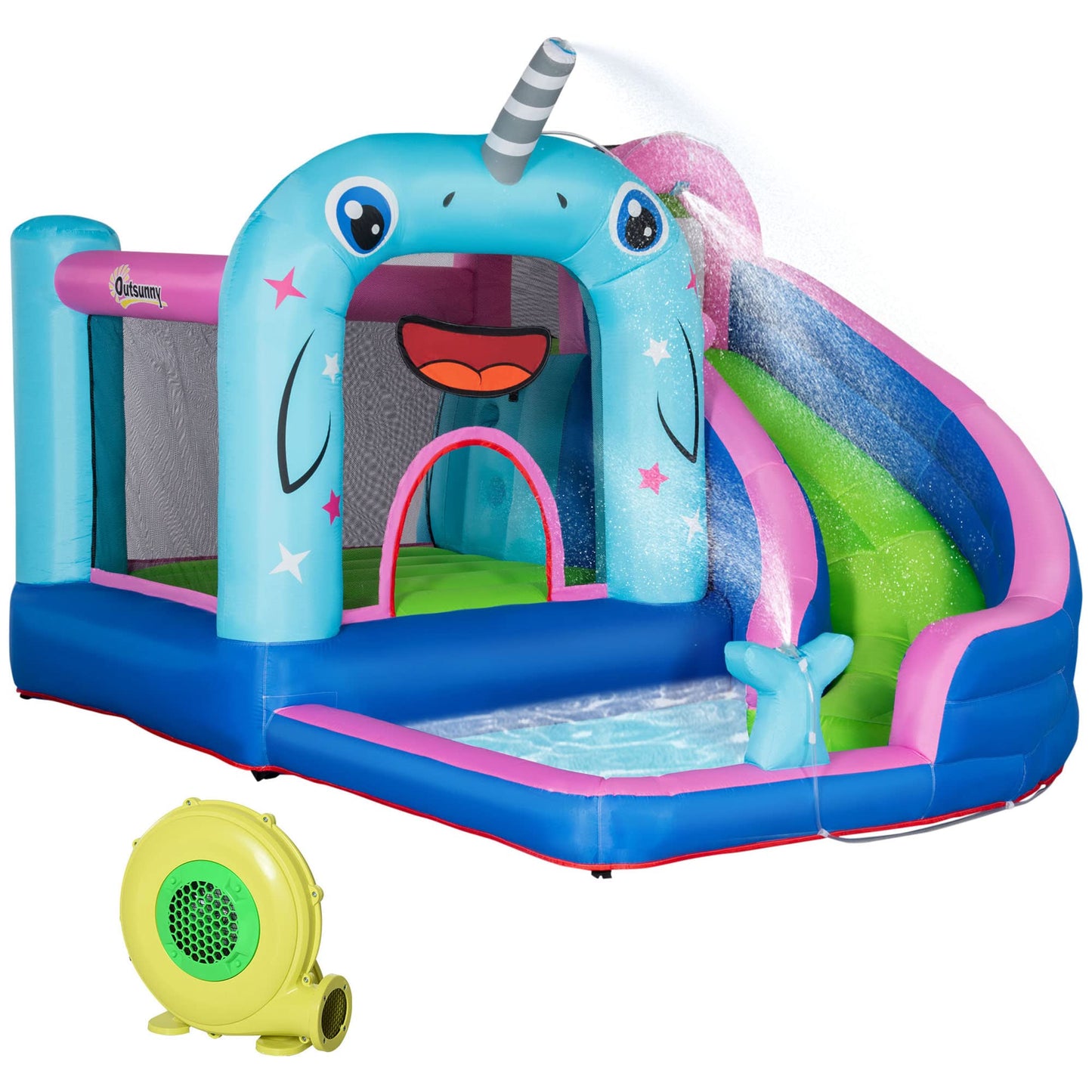 Aufblasbare Hüpfburg mit Gebläse und Wasserspielcenter
