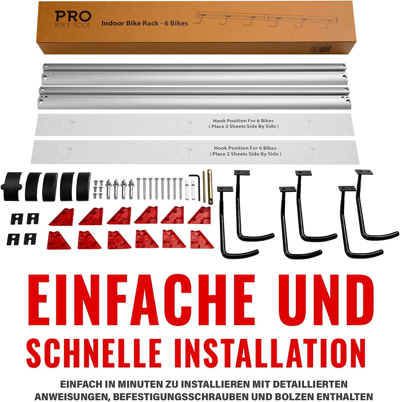 Velo Wandhalterung für Garage, Wandhalterung 6 Fahrräder