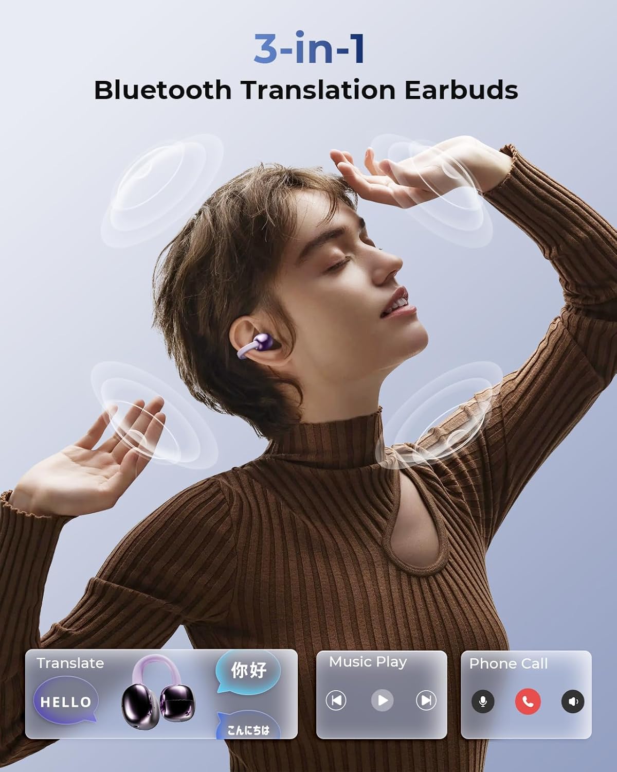 Übersetzer Ear-Clip-Ohrhörer, Lila