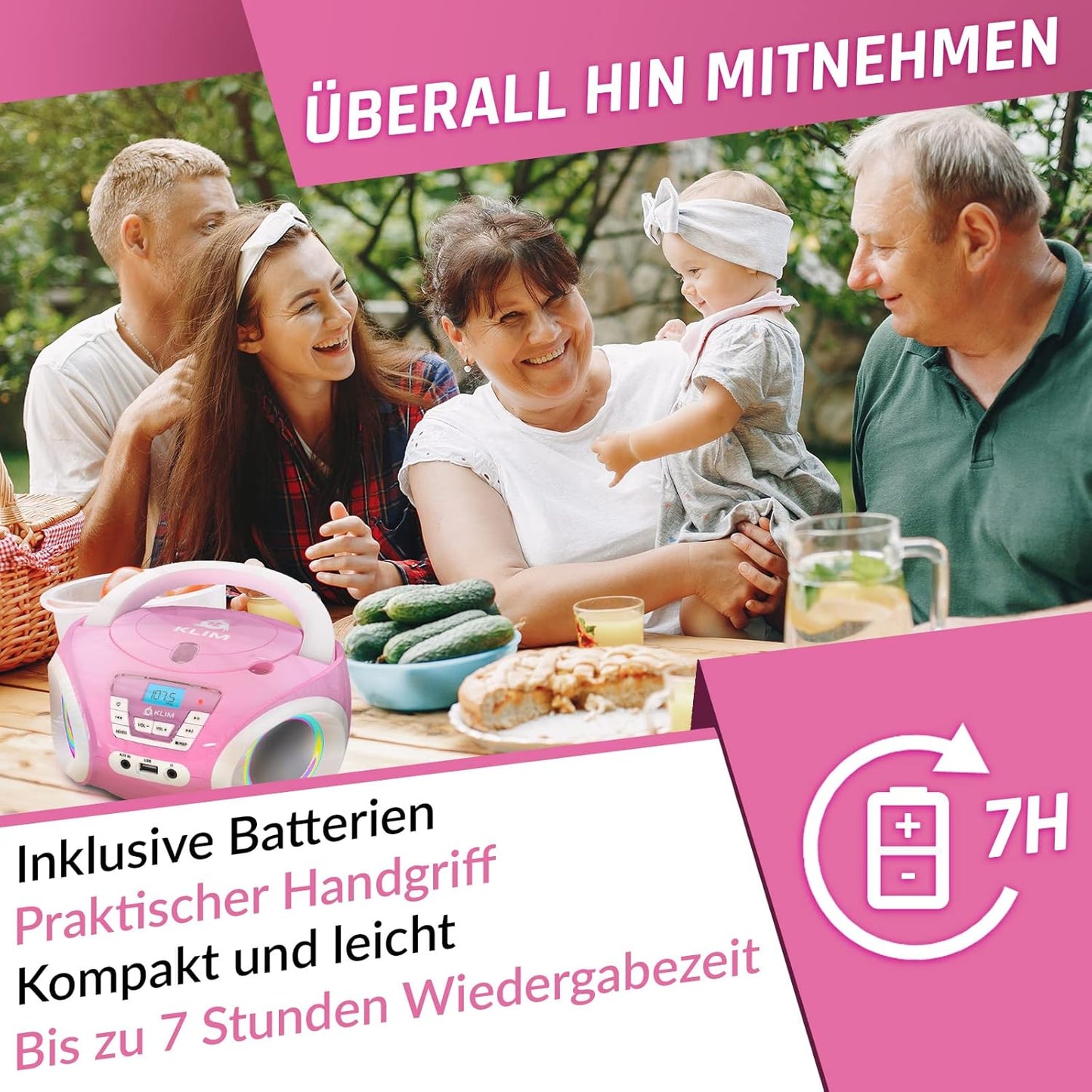 CD-Player für Kinder, Rosa