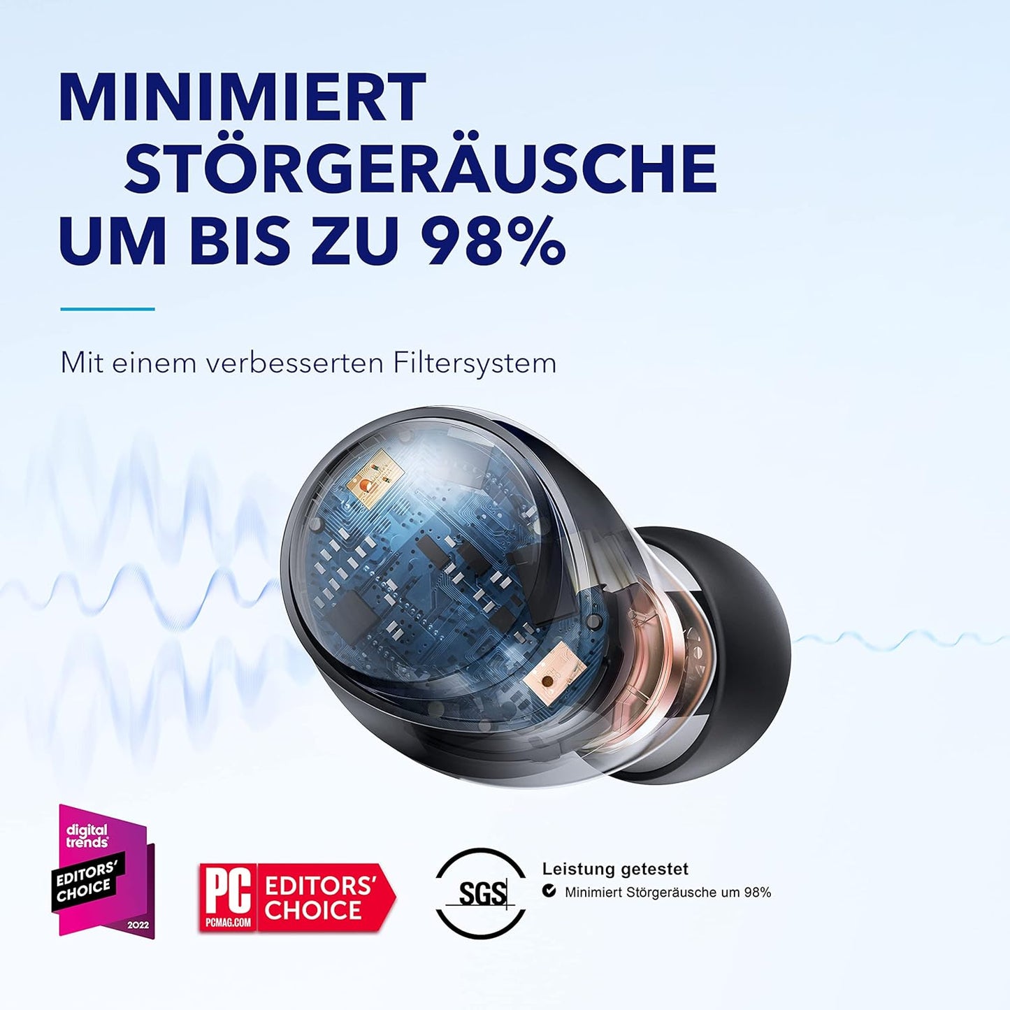 Space A40 Kabellose Earbuds mit Geräuschunterdrückung, Schwarz