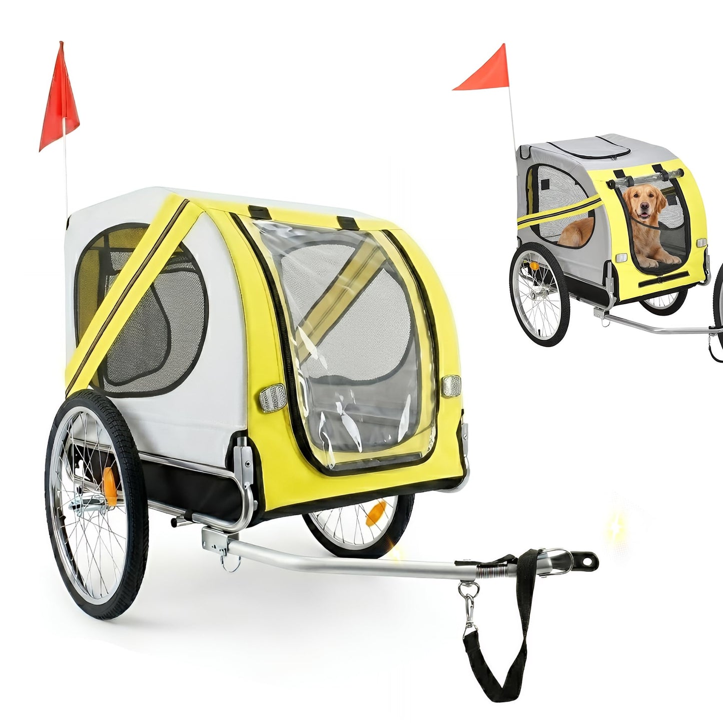 Hundefahrradanhänger & Buggy klappbar mit Dachöffnung, grün