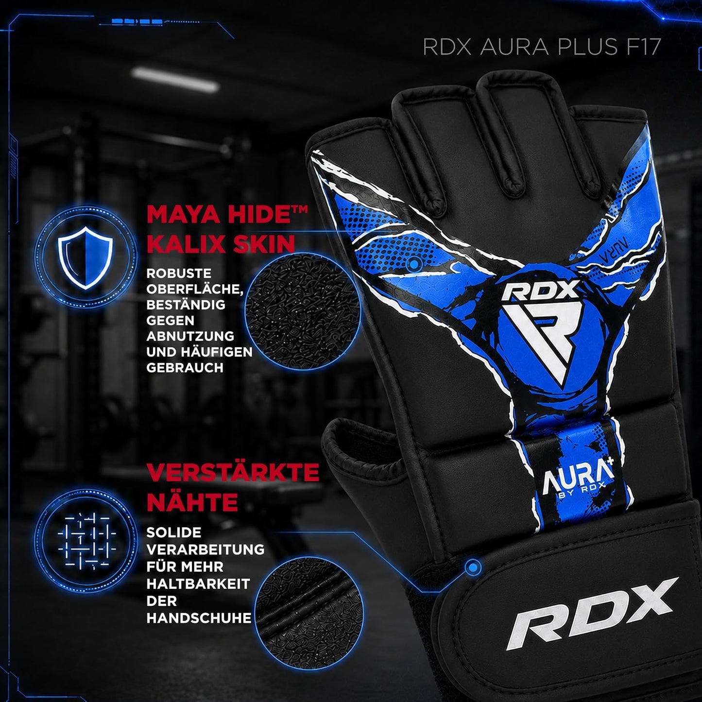 Grappling MMA Sparring Handschuhe, Black/Blue M