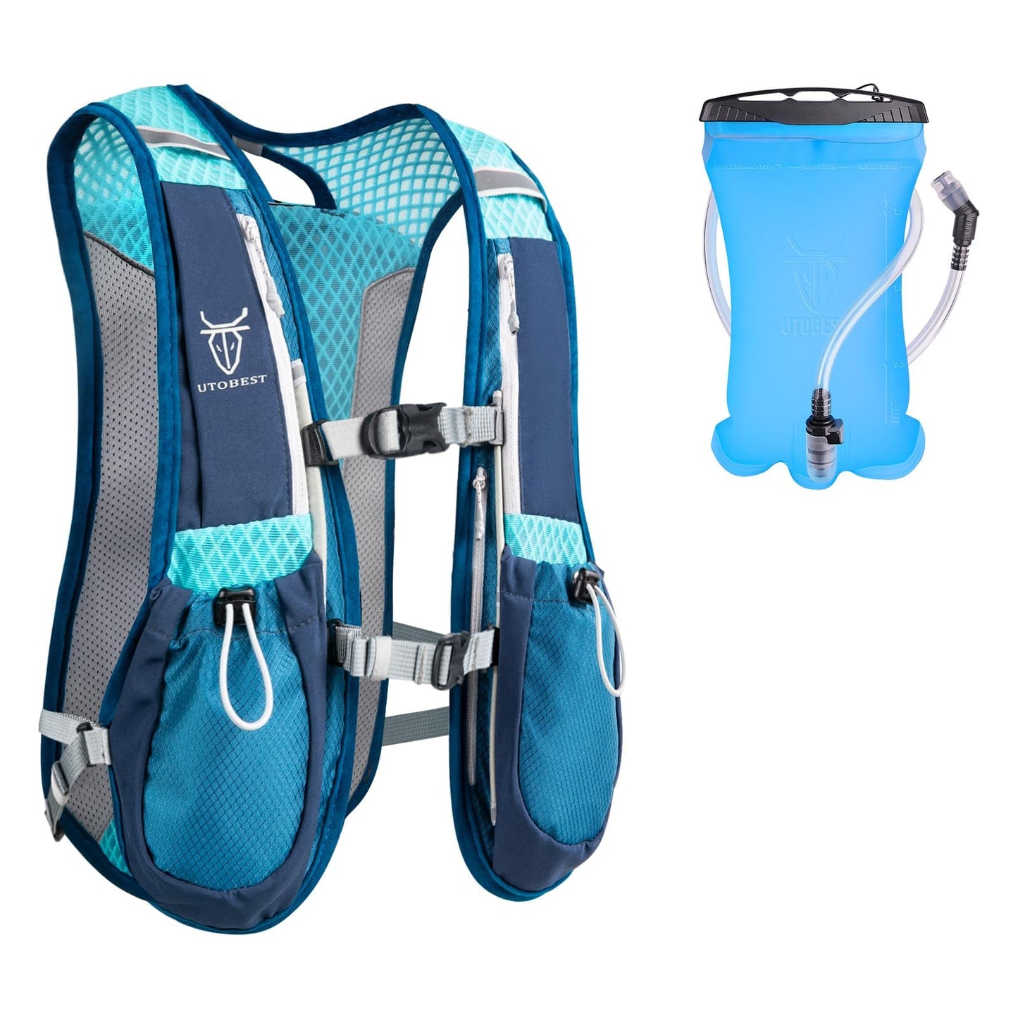 Trinkrucksack mit 1.5L Trinkblase, Blau mit 1.5L Trinkblase
