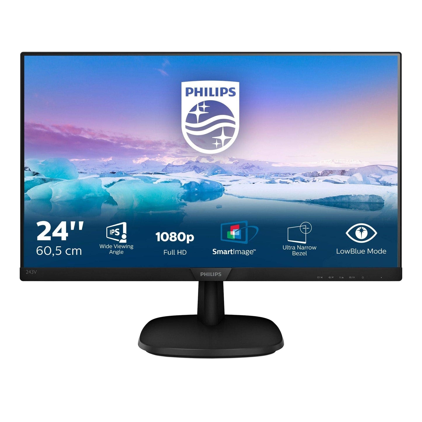 243V7QDSB/00, LED-Monitor, 24 Zoll FHD 75 Hz - IPS HDMI - DVI-D - VGA Ohne Lautsprecher