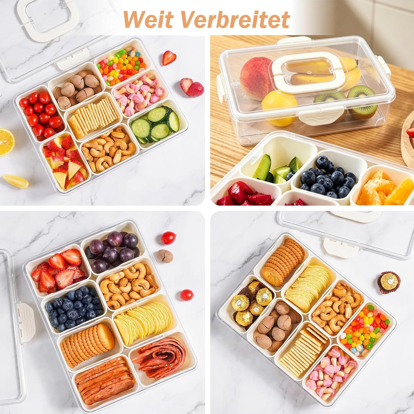 Snackbox mit 8 Fächern und Deckel, 1 Stück