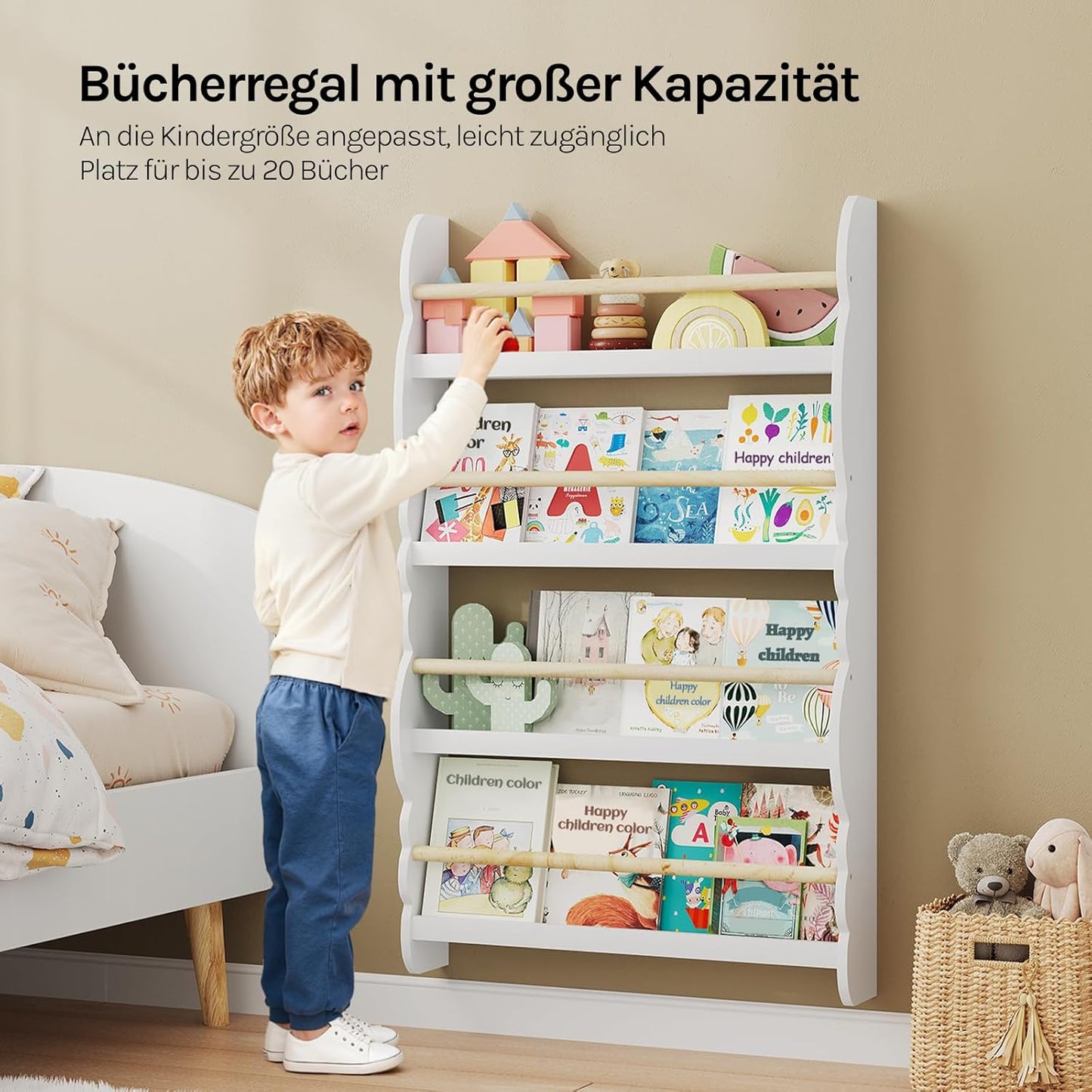 Kinderbücherregal, Weiss 60x98cm