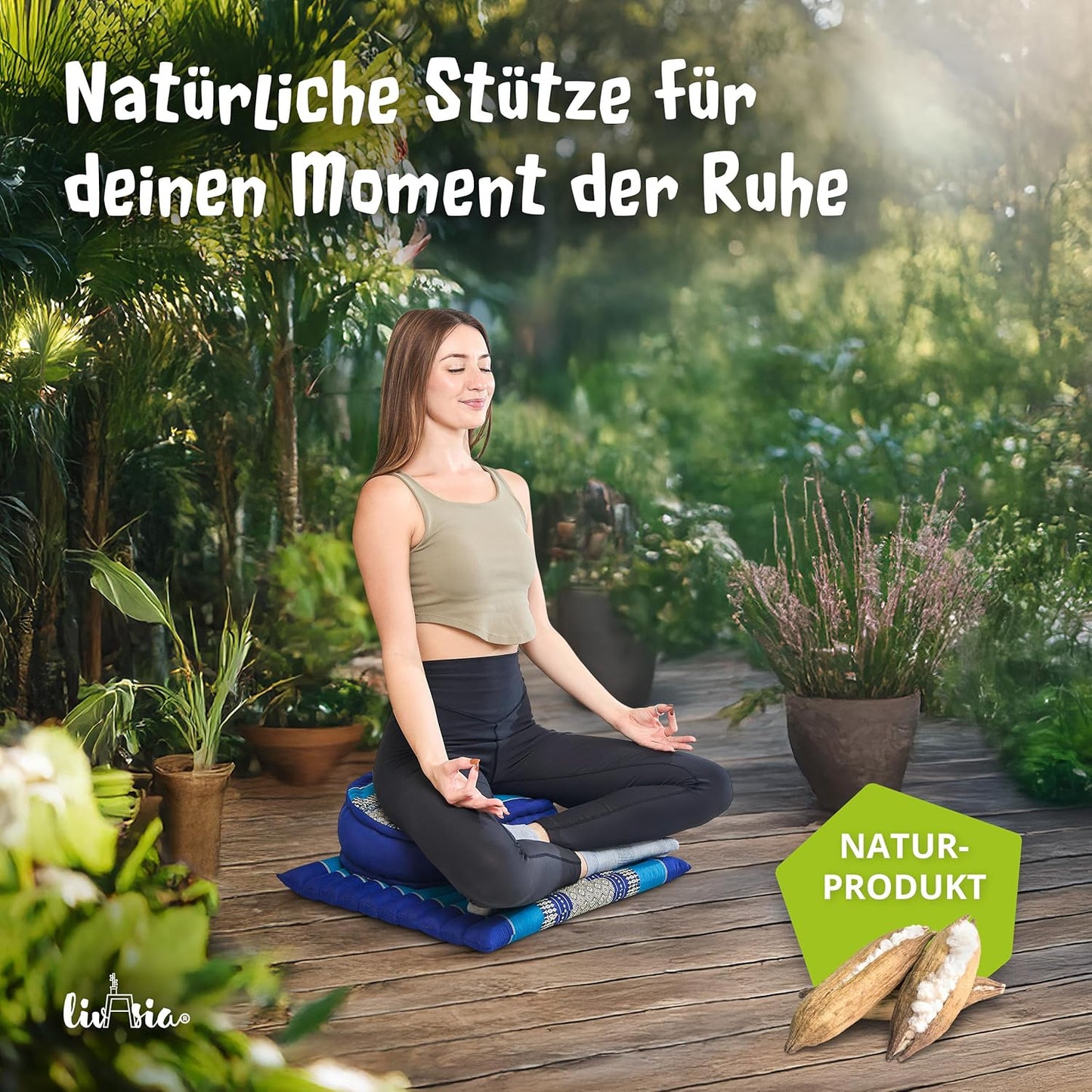 Meditationsset mit Kissen und Matte, Blau