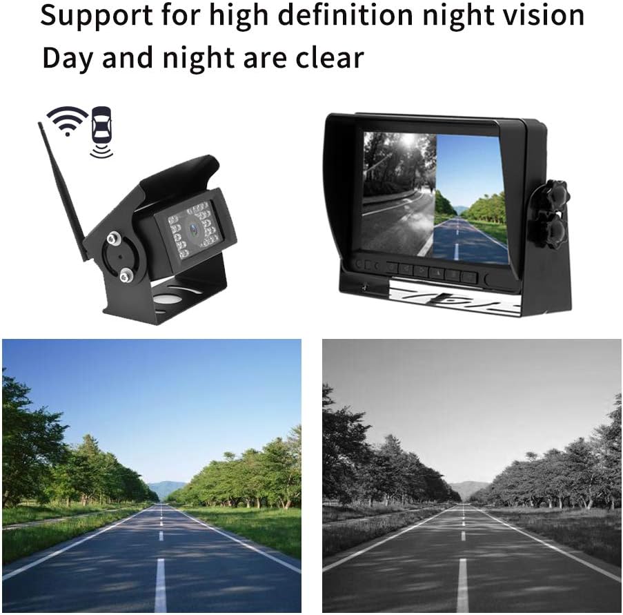 Kabellose Rückfahrkamera mit 7-Zoll HD-Monitor und 2 Kameras, mit 2 digitalen kabellosen Rückfahrkameras
