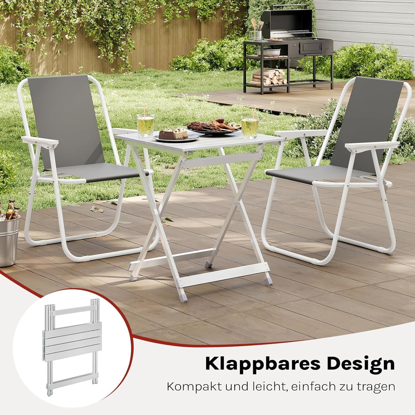 Klappbarer Campingtisch, Silber