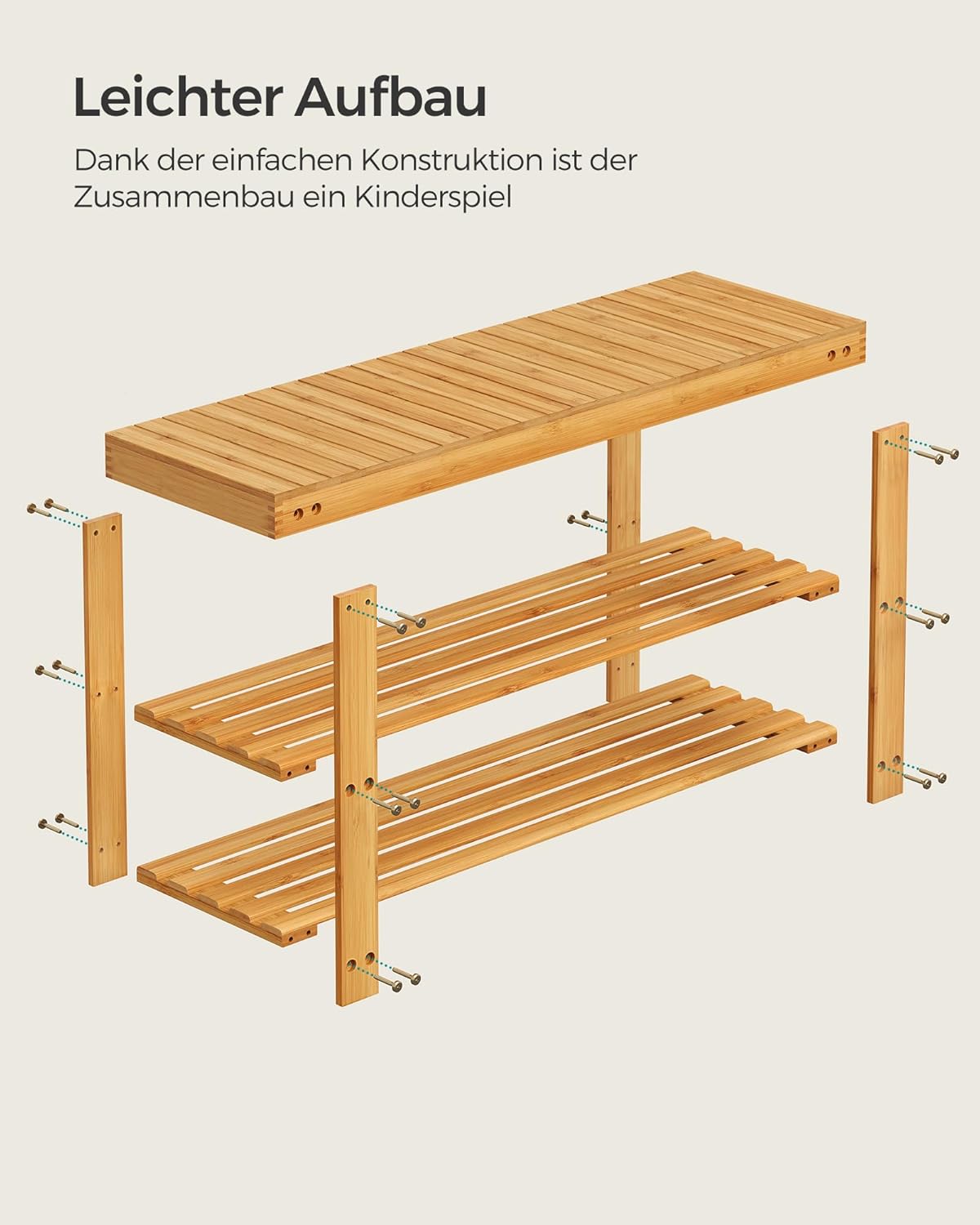 Schuhregal LBS90N, Naturfarben 90L cm ohne Sitzfläche