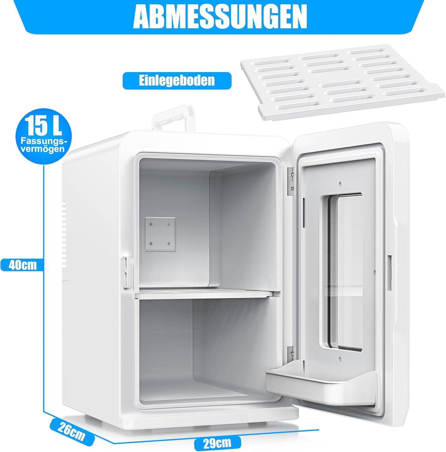 2in1 Mini Kühlschrank mit Kühl- und Heizfunktion, 15L Weiss