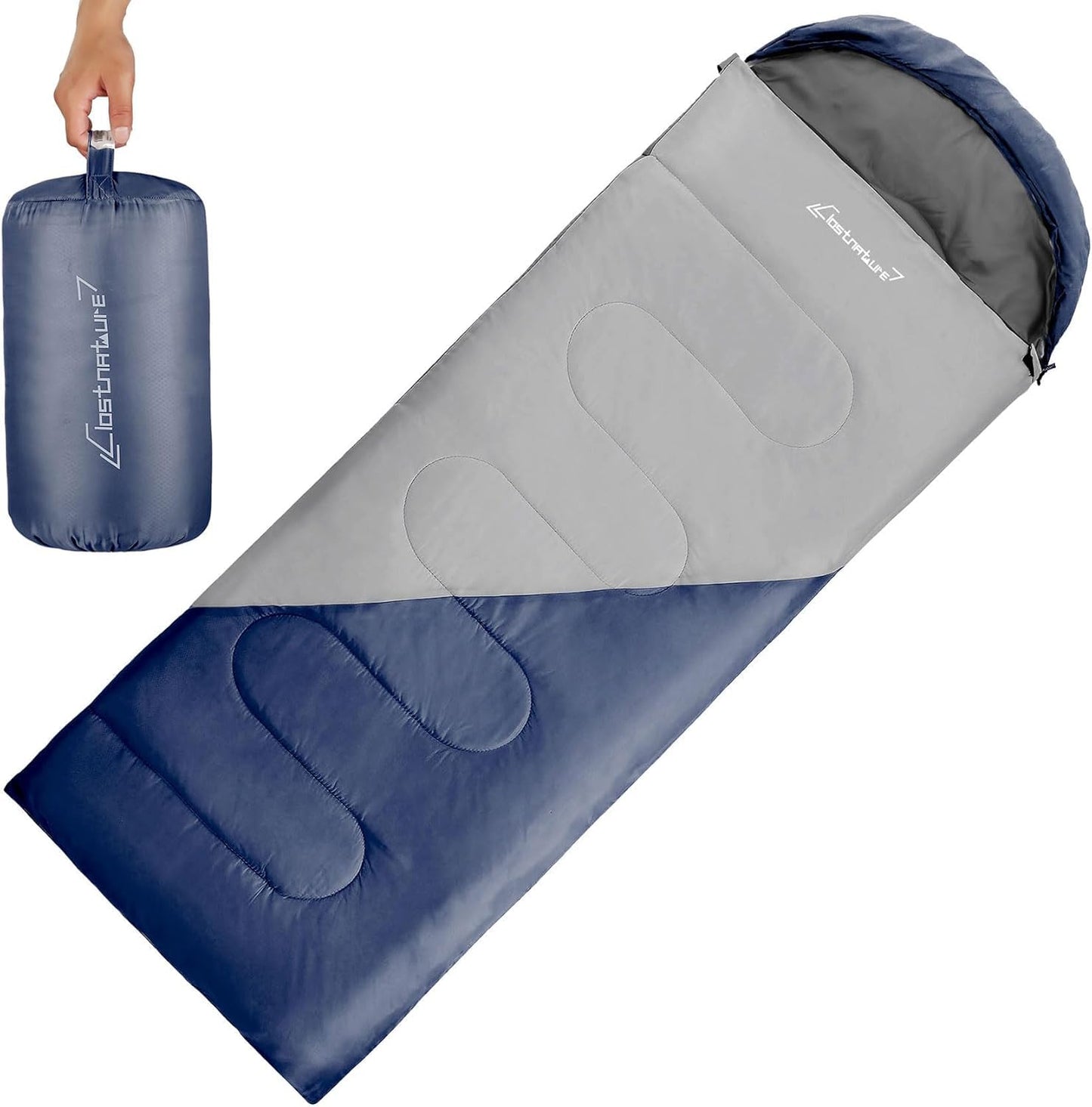 Leichter Outdoor-Schlafsack für Camping und Wandern, Grau 1.3 KG