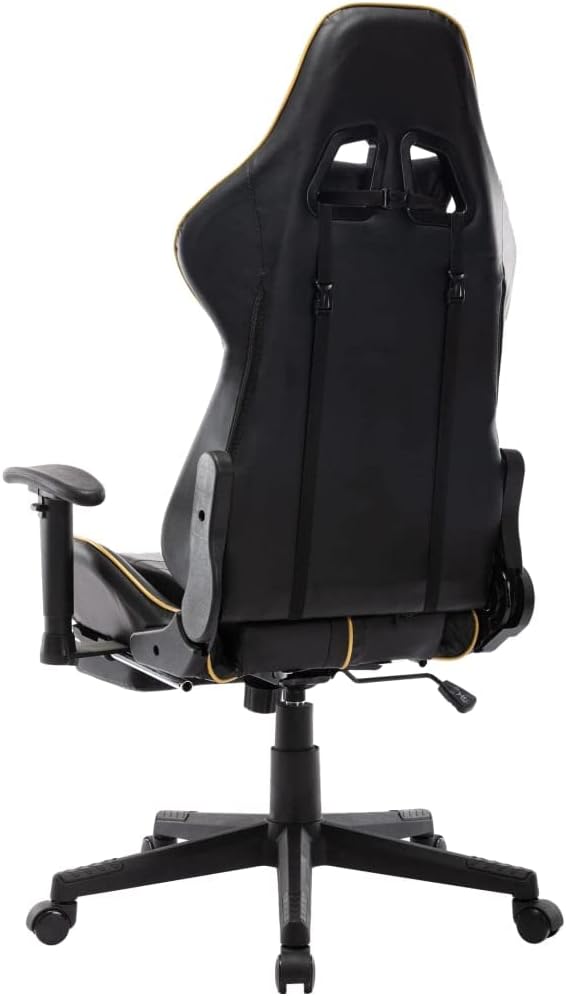 Höhenverstellbarer Gaming-Bürostuhl mit Fussstütze, Schwarz und Golden