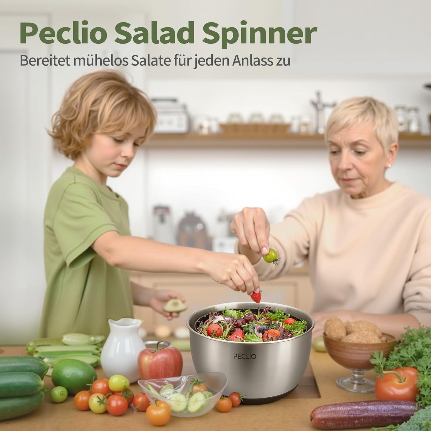 Salatschleuder aus Edelstahl