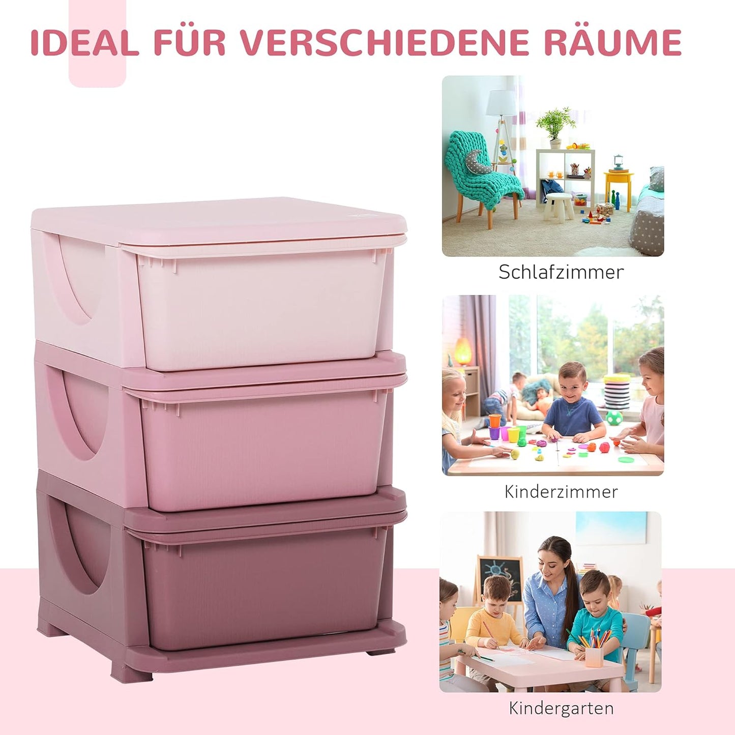 Aufbewahrungsboxen, 37 x 37 x 56,5 cm Rosa