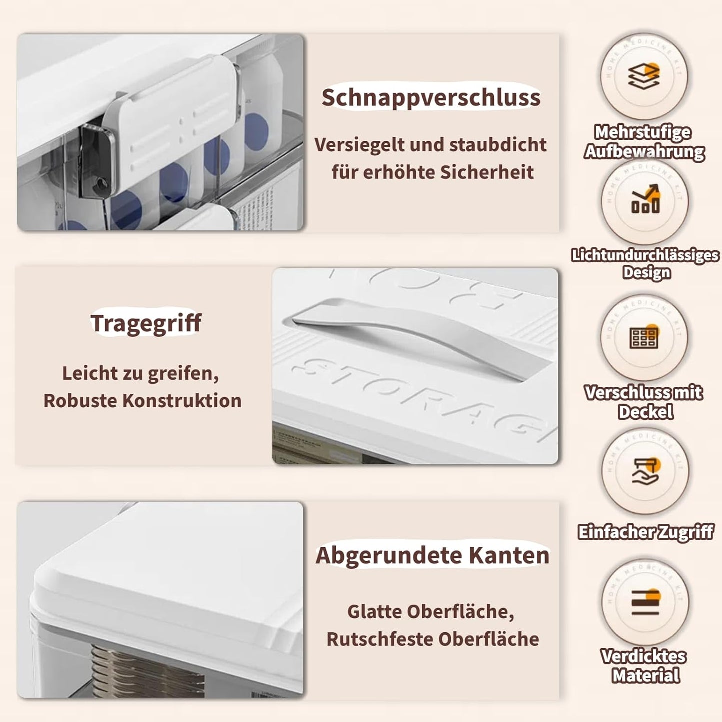 3-stöckige Medikamenten-Aufbewahrung