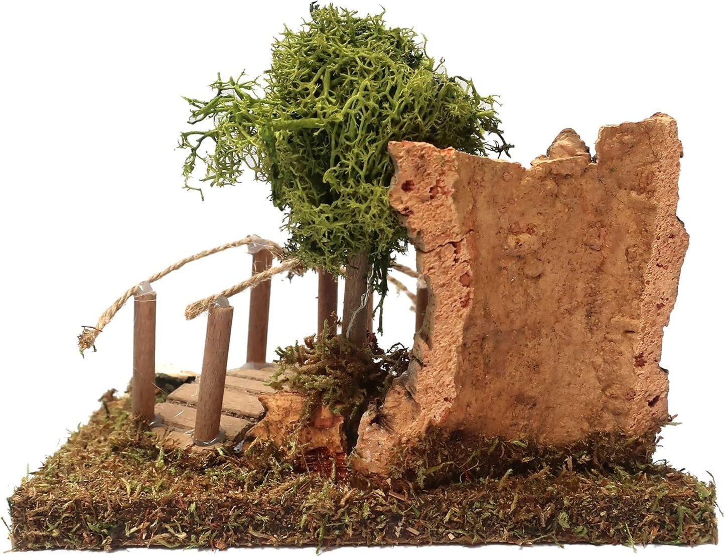 Krippenzubehör Kurve mit Baum und kleiner Brücke