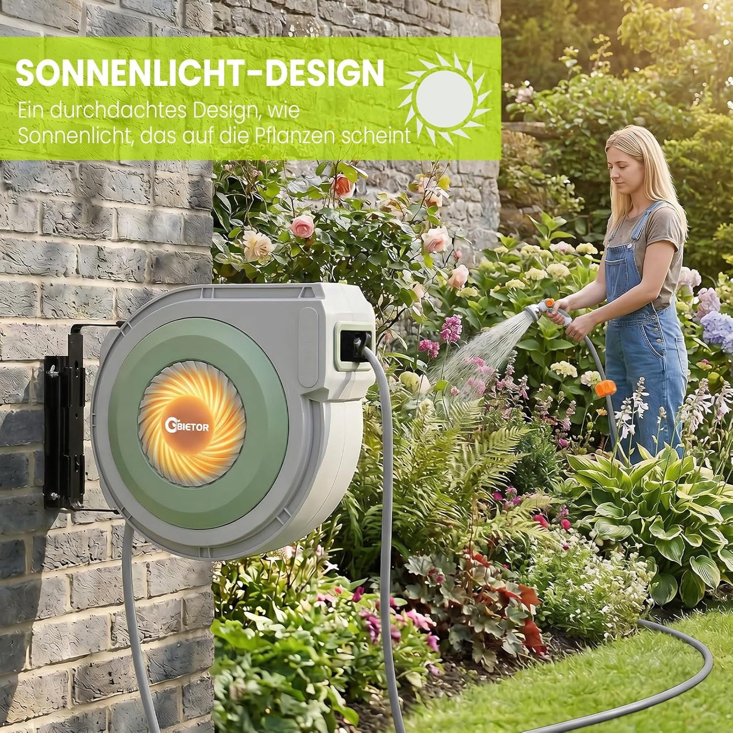 Schwenkbare Schlauchtrommel mit Brause, 20M