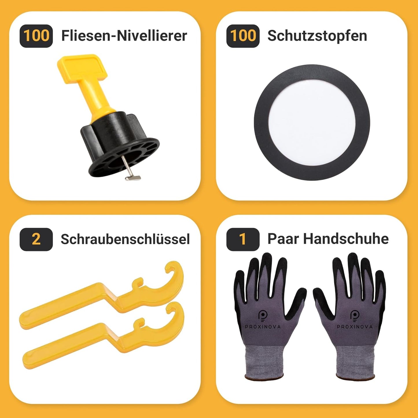 Fliesen-Nivelliersystem Kit mit 100 Abstandhaltern, Screwable Kit