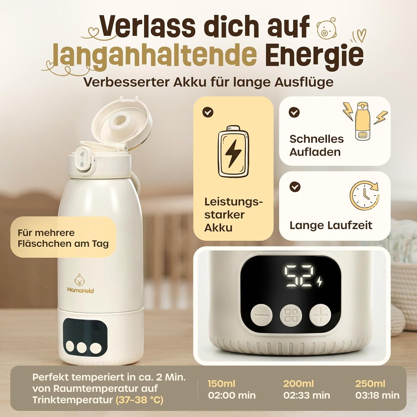 Tragbarer Babyflaschenwärmer