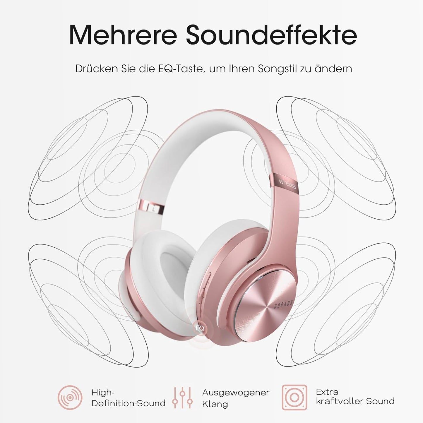 Bluetooth Over Ear Kopfhörer, Roségold