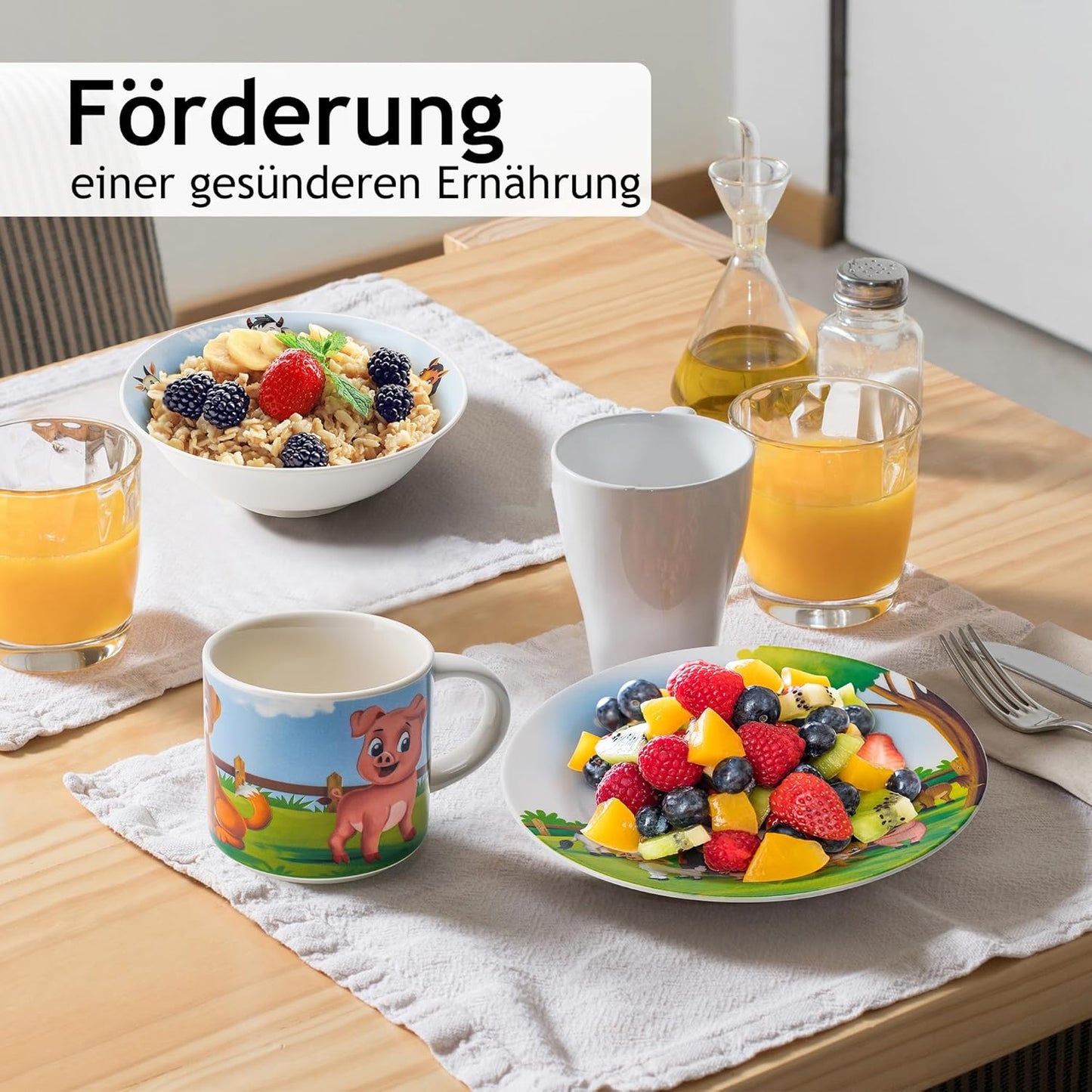 Kindergeschirr-Set aus Porzellan, Bauernhof
